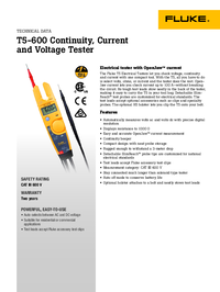 Thumbnail of document Data Sheet - T5-600 Voltage, Continuity and Current Tester